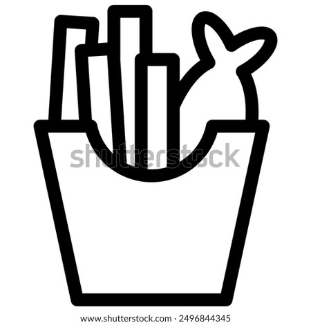 fish and chips icon with black outline style