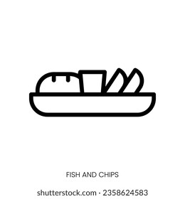fish and chips icon. Line Art Style Design Isolated On White Background