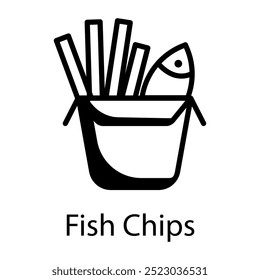 Icono de chips de pescado en estilo de línea 