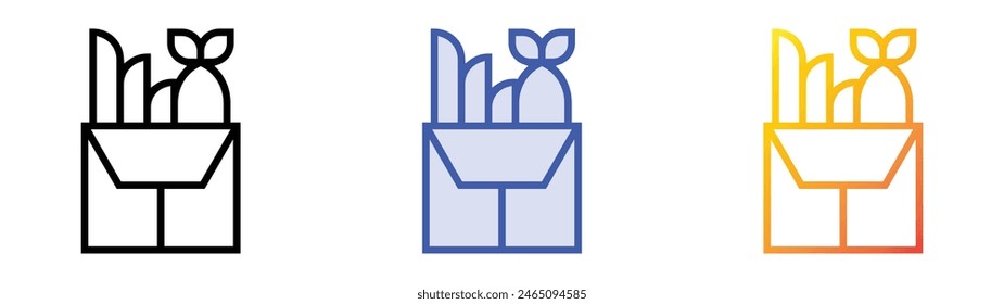 fish and chips icon. Linear, Blue Fill and Gradient Style Design Isolated On White Background