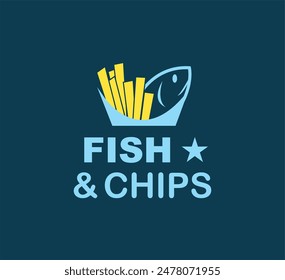 fish and chips logo banner emblem vector illustration template