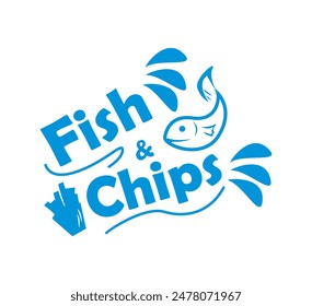 fish and chips logo banner emblem vector illustration template