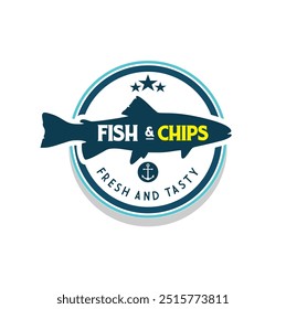 fish and chips logo banner emblem vector illustration template