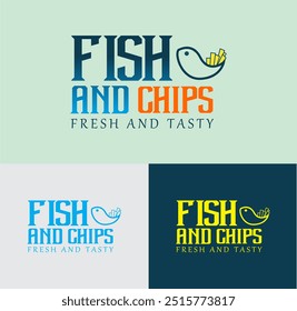 fish and chips logo banner emblem vector illustration template