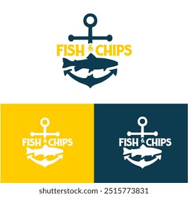 fish and chips logo banner emblem vector illustration template