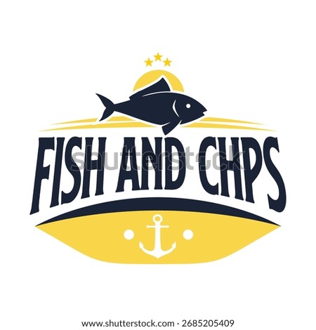 fish and chips logo banner emblem vector illustration template