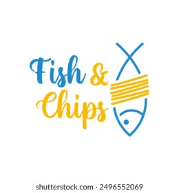 Fish and chips logo. Logo vector Illustration template. Lettering sign. Typography letters symbol