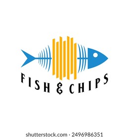 Fish and chips logo. Logo vector Illustration template. Lettering sign. Typography letters symbol