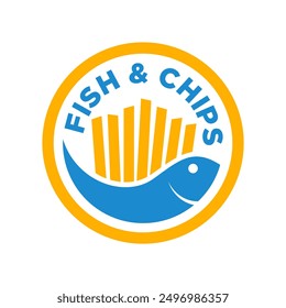 Fisch und Chips Logo, Vektorgrafik-Vorlage im Kreis