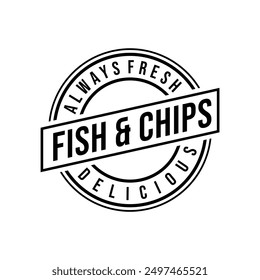 Fish and chips logo vector illustration template in circle. Black and white