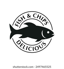 Fish and chips logo vector illustration template in circle