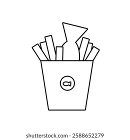 Fish and chips outline icon. Fast food illustration.