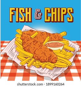 Fish and chips poster banner vector illustration