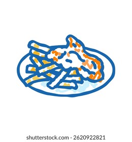 peixe e batatas fritas cozinha do mar ícone doodle esboço vetor. peixe e batatas fritas sinal de cozinha do mar.