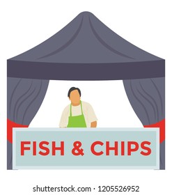 
A fish and chips stall is offering seafood 
