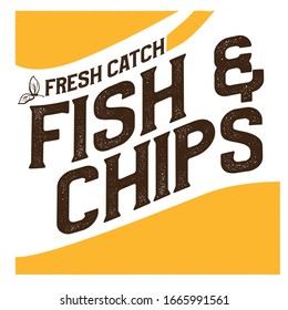 Fish and chips typo vector logo