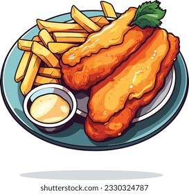 fish and chips vector icon illustration design