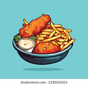 fish and chips vector icon illustration design