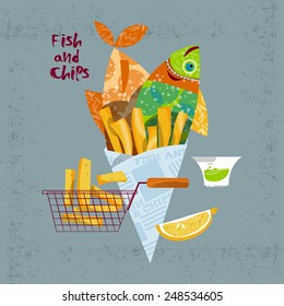 Fish and chips. Vector illustration