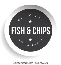 Fish and Chips vintage black stamp sticker