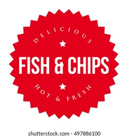 Fish and Chips vintage label red