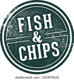 Fish and Chips Vintage Menu Design Stamp