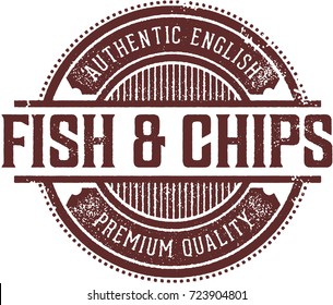 Fish & Chips Vintage Menu Design Stamp