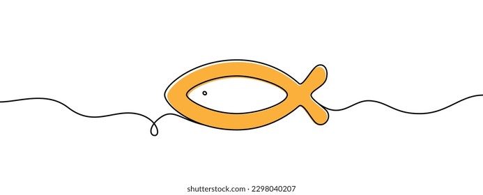 Fish christian symbol one line illustration