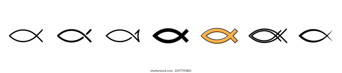 Fish christian symbol sign icon set