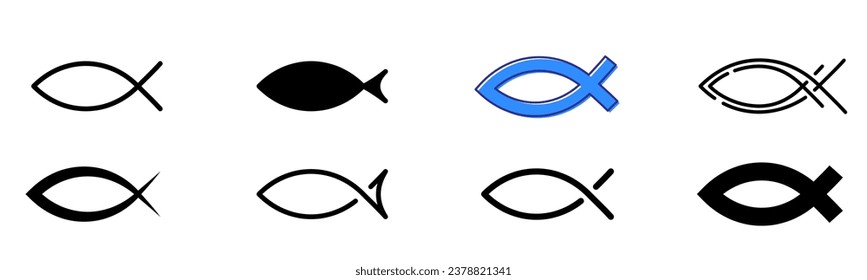 Fish christian symbol sign icon set