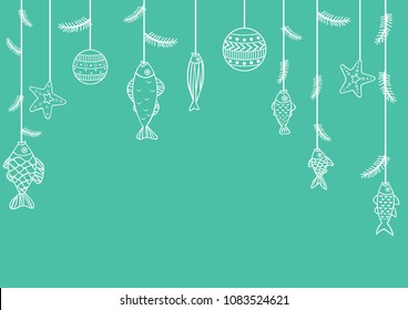 Fish and Christmas ball for decoration on Christmas summer holiday party