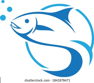 Pescado en el logotipo de círculo 