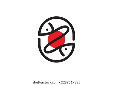 fish circle logo design vector illustration