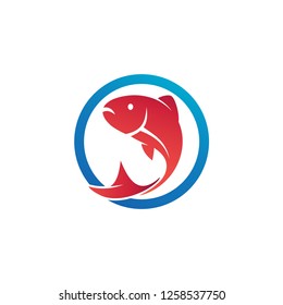 Fish in Circle Shape Logo Vector