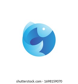Fish and Circle Sphere Logo Icon with Abstract Gradient Color Style