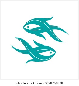 Fish clipart isolated. Stencil zodiac fish. Animal vector stock illustration. EPS 10