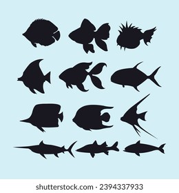 Fish Clipart Silhouette, Fish Shape Vector Art