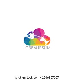 Fish cloud vector logo design. Fish bones and cloud icon simple sign.