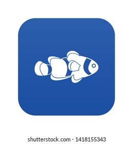 Fish clown icon digital blue for any design isolated on white vector illustration