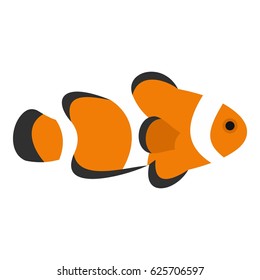 Fish clown icon flat isolated on white background vector illustration