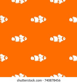 Fish clown pattern repeat seamless in orange color for any design. Vector geometric illustration