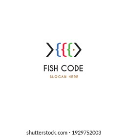 fish coding logo template. icon vector