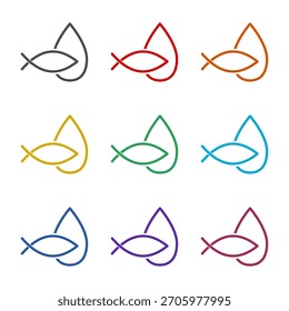Fish collagen icon isolated on white background. Set icons colorful