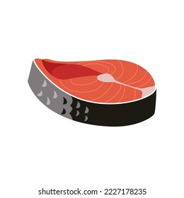 Pescado con ilustración vectorial de colágeno. Dibujo de caricatura de la fuente de colágeno en la comida, marisco sobre fondo blanco. Alimentos saludables, concepto de nutrición