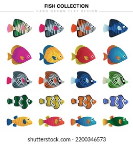 Fish collection flat vector art