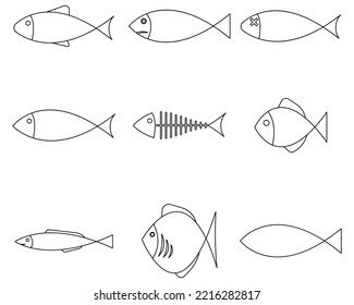 fish collection hand drawn logo icon