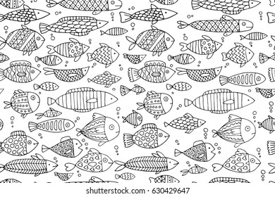 Fish collection, seamless pattern for your design