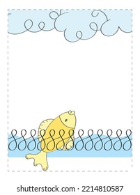 fish color dotted line  vector illustration