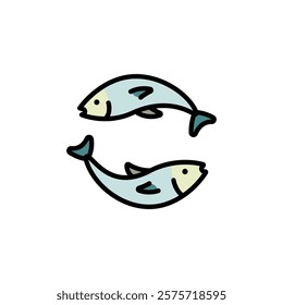 Fish color icon. Seafood product sign, ocean fish cooking or culinary ingredient symbol. Best for menus of restaurants, cafes, bars and food courts. Simple vector illustration for mobile concept and w