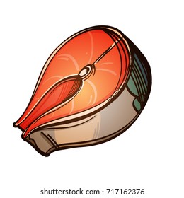 Fish color illustration for menu design, packaging, for creating a logo or emblem.